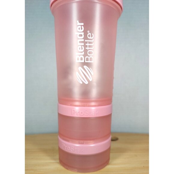Pink Blender Bottle 22 oz Shaker, 2 Prostak Powder Jars and Supplement Storage - Picture 2 of 7